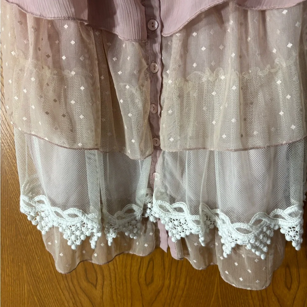 Marineblu Mauve and Beige Layered Sleeveless Blouse - Picture 6 of 6